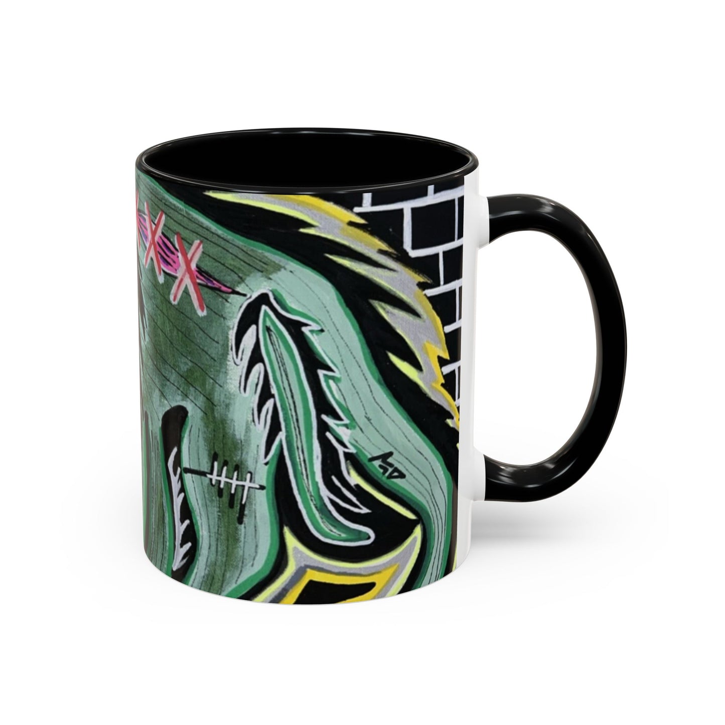 CHUPACABRAS.  Green Monster Art Coffee Mug — Spooky Neon Creature Accent Mug (11/15oz)
