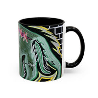 CHUPACABRAS.  Green Monster Art Coffee Mug — Spooky Neon Creature Accent Mug (11/15oz)