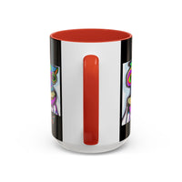 Abstract Alien Art Coffee Mug — Colorful Surreal Creature Accent Mug