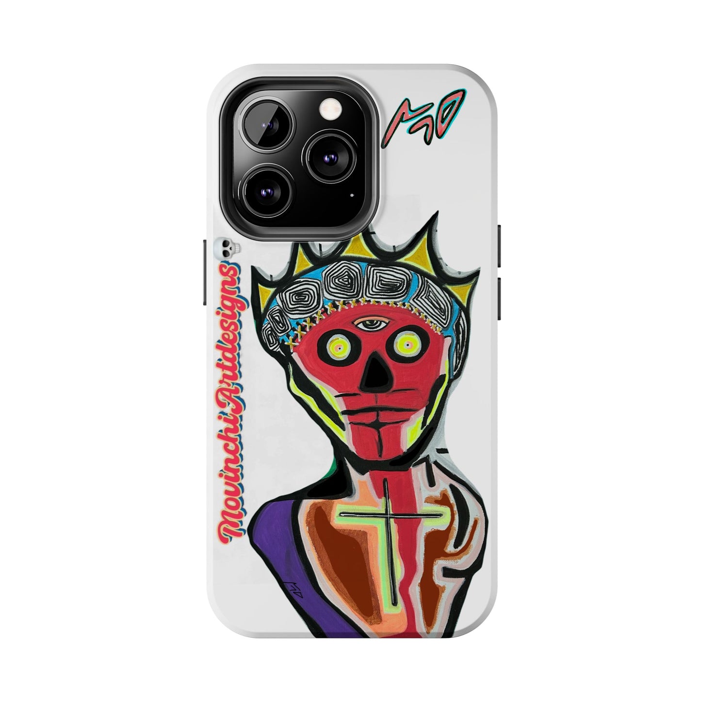 Artistic Crown KING GRAY  Skull Tough Phone Case — Colorful Abstract Guardian Design