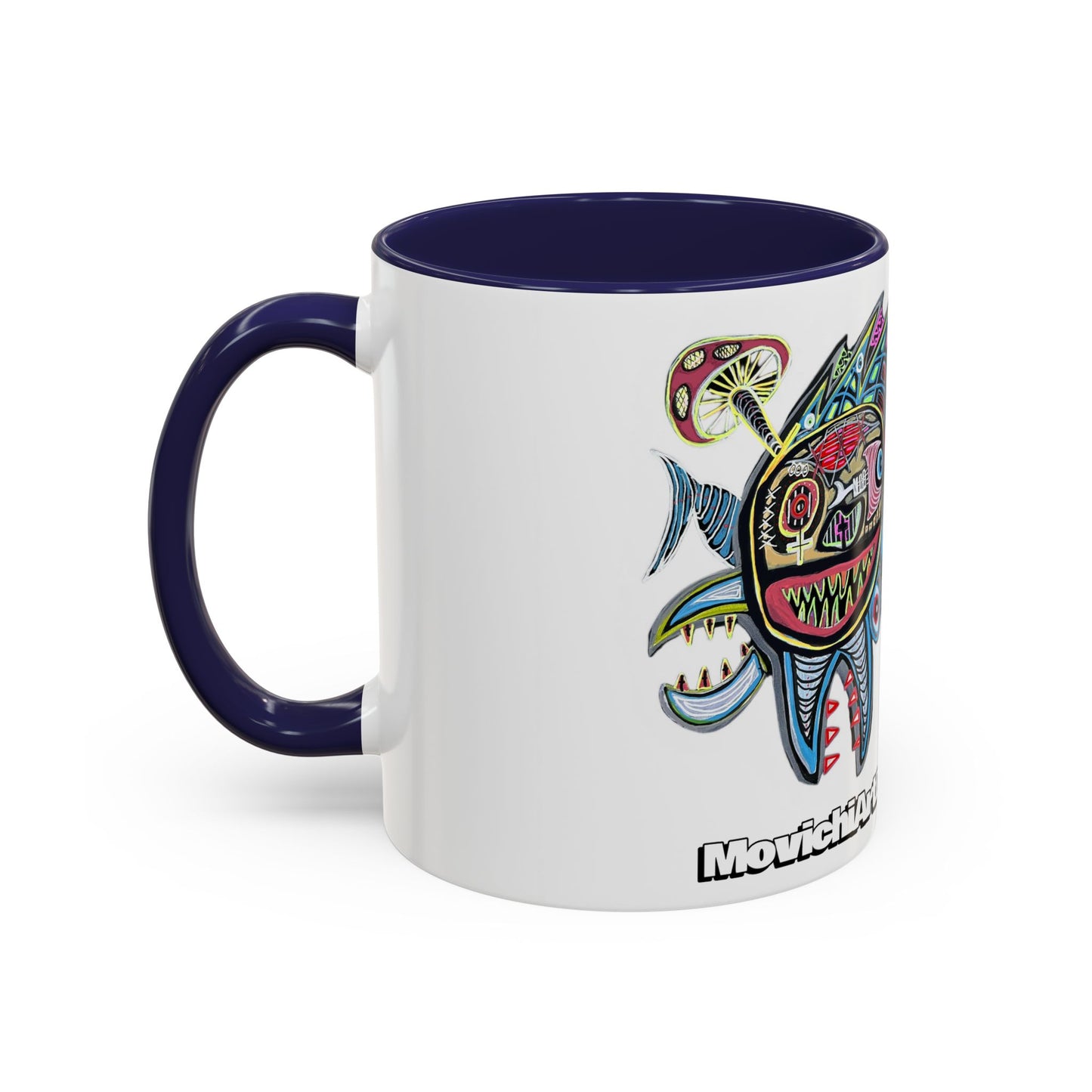 Colorful Shark Attack  Fish Accent Coffee Mug — Bold Nautical Art 11/15oz