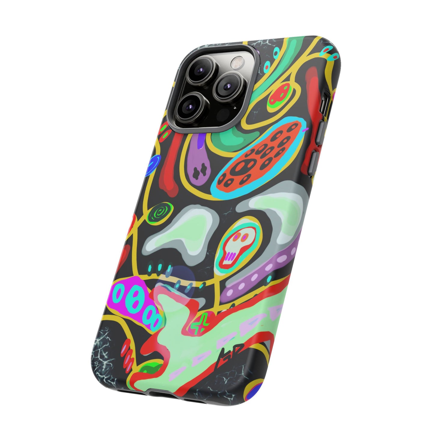 CRAZY4  Abstract Neon Skull Phone Case — Colorful Psychedelic Protective Cover
