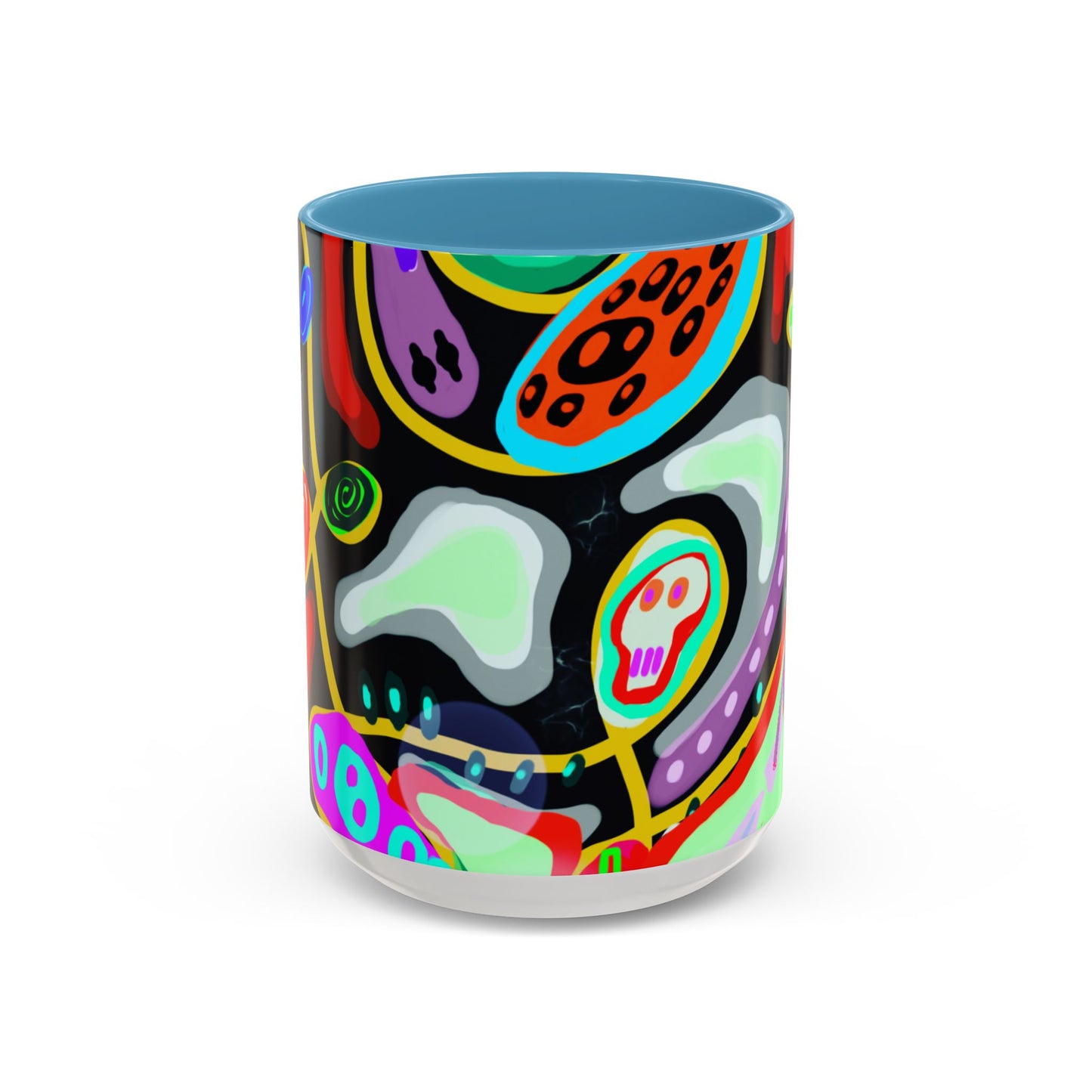 CRAZY2.0  Accent Mug — Colorful Neon Skull Abstract Coffee Cup