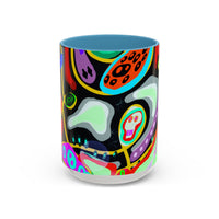 CRAZY2.0  Accent Mug — Colorful Neon Skull Abstract Coffee Cup
