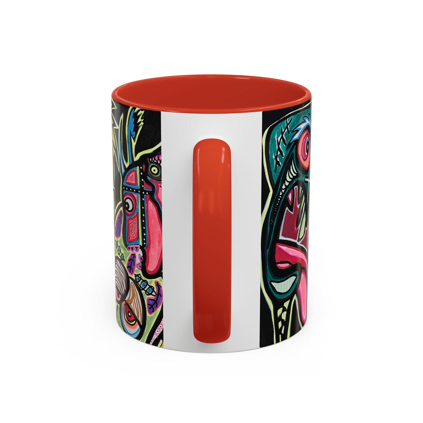 Abstract Neon DEPRESSION2.0   Monster Coffee Mug — Colorful Surreal Art Accent Mug (11/15oz)