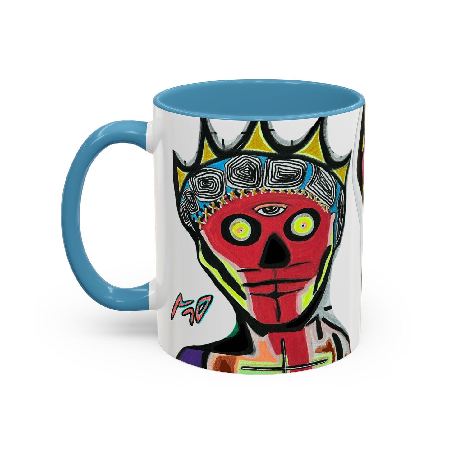 INFECTED KING.  Skull Pop Art Coffee Mug — Colorful Day of the Dead Accent Mug
