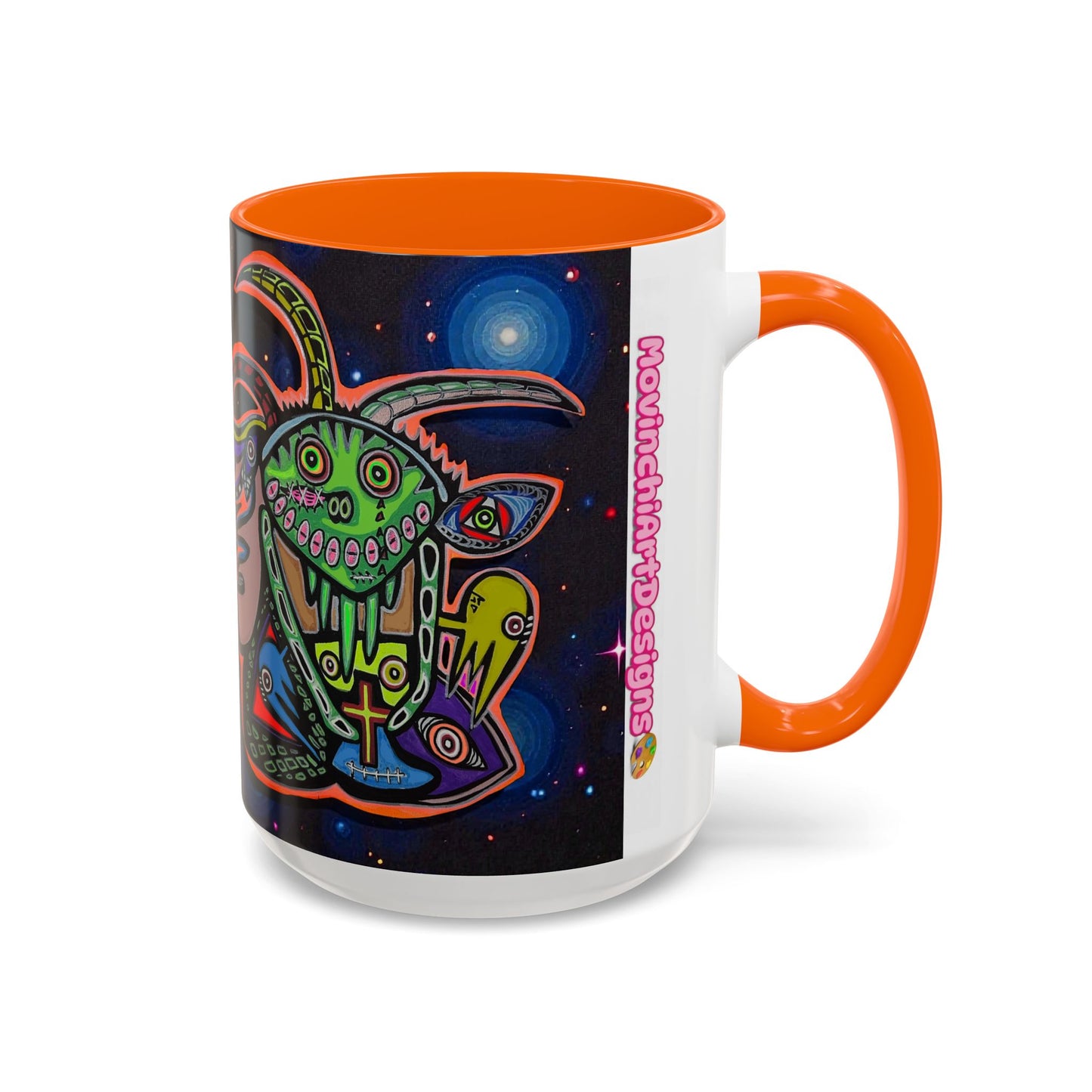 Psychedelic RYDER2.0   Space Goat Accent Coffee Mug — Colorful Cosmic Animal Art (11/15oz)