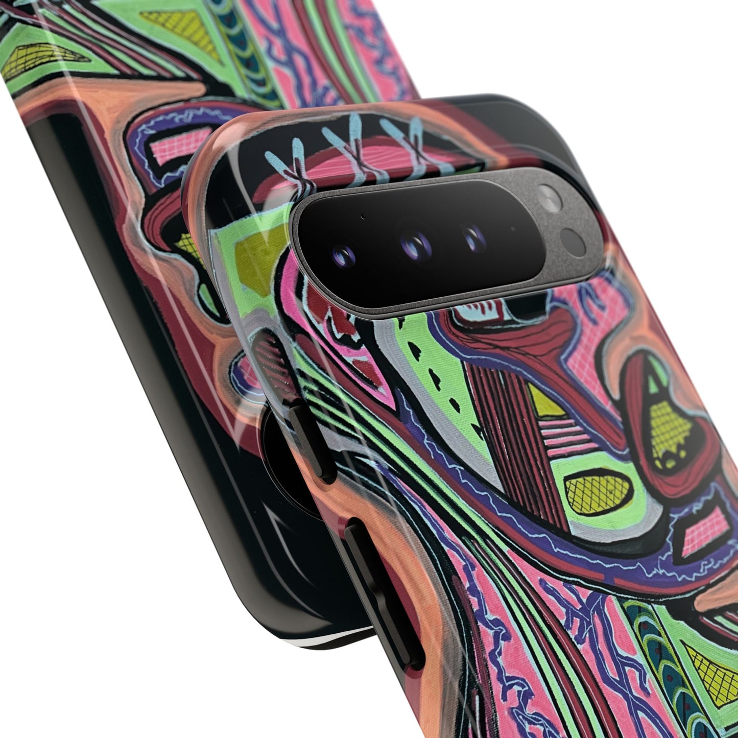 HEART ATTACK Abstract Neon Face Tough Phone Case – Vibrant Art Phone Cover