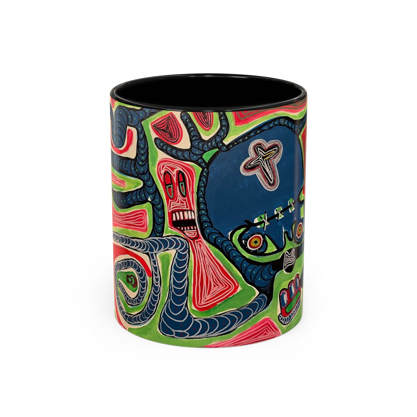 AFTER LIFE.  Abstract Tribal Art Coffee Mug — Colorful Surreal Accent Mug
