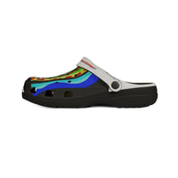 Colorful Abstract CRAZY Face EVA Foam Clogs — Artistic All-Over Print Summer Shoes