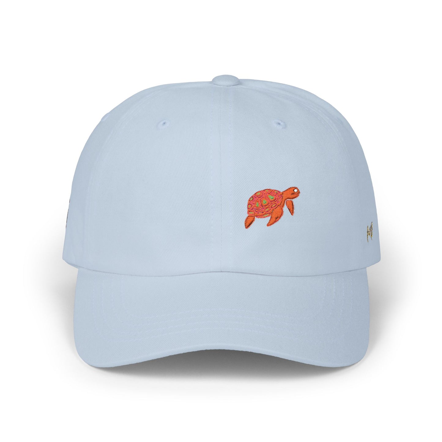Embroidered Floral Sea Turtle Dad Cap