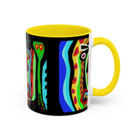 CRAZY.   Neon Face Accent Coffee Mug – Colorful Psychedelic Art Ceramic Mug