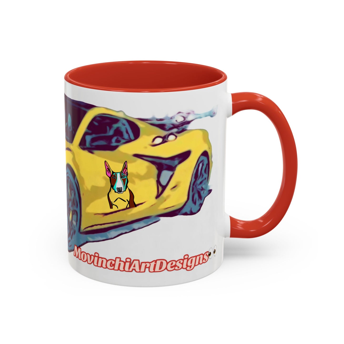ZR1 Lover Coffee Mug — Yellow Sports Car & Boston Terrier Accent Mug (11/15 oz)