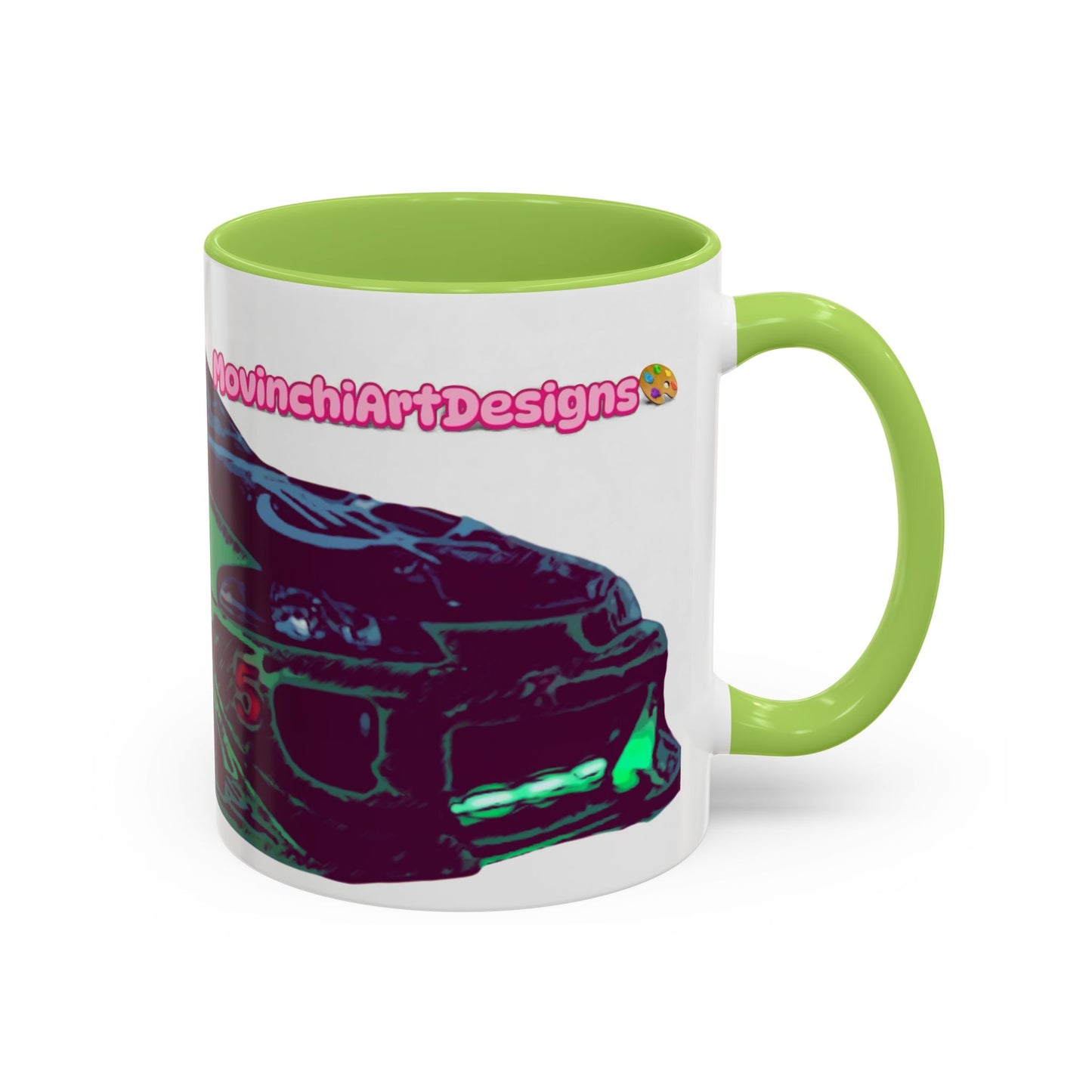 Coffee Mug —ECLIPSE  Neon Sports Car Design with "MovinchiArtDesigns" Logo