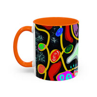 CRAZY2.0  Accent Mug — Colorful Neon Skull Abstract Coffee Cup