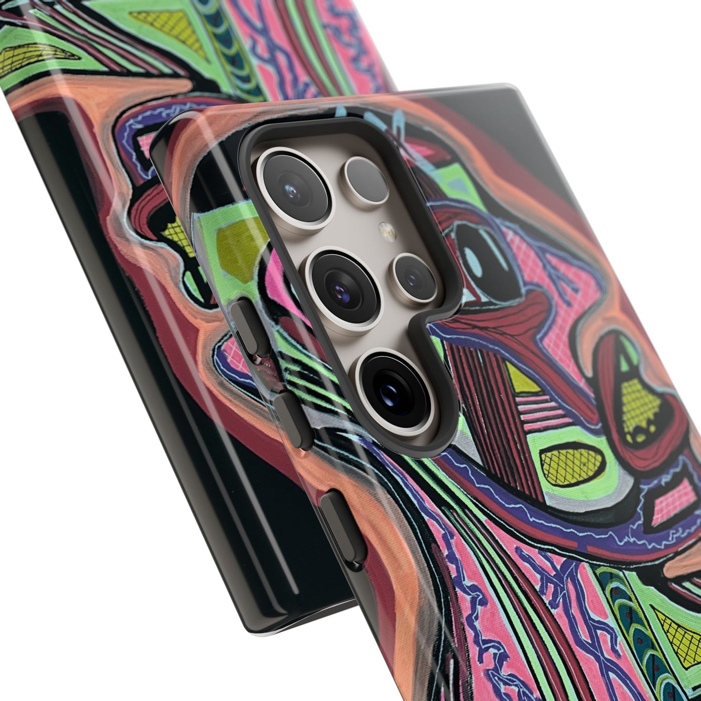 HEART ATTACK Abstract Neon Face Tough Phone Case – Vibrant Art Phone Cover