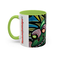 Abstract Day of the Dead Skull Accent Coffee Mug — Colorful Neon Skull Art (11/15oz)