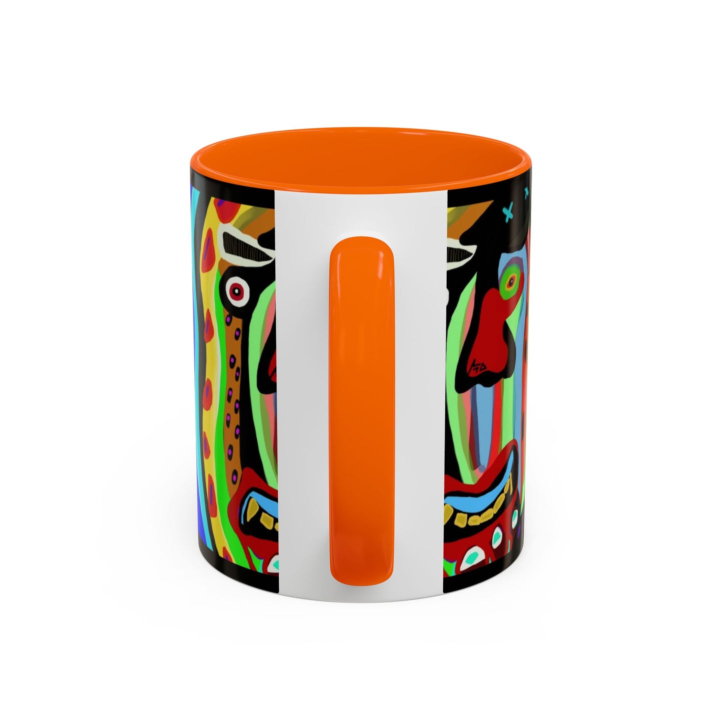 CRAZY.   Neon Face Accent Coffee Mug – Colorful Psychedelic Art Ceramic Mug