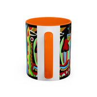 CRAZY.   Neon Face Accent Coffee Mug – Colorful Psychedelic Art Ceramic Mug