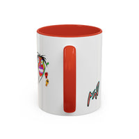 Colorful Tribal Mask Coffee Mug — Vibrant Skull Art Accent Mug (11/15oz)