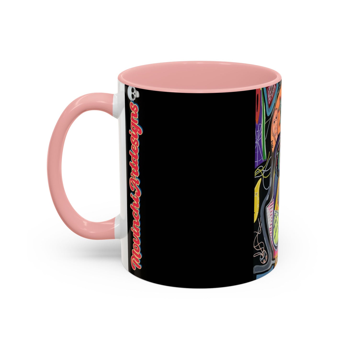 Colorful Neon OVERTHINKING  Skull Coffee Mug — Vibrant Abstract Day of the Dead Accent Mug