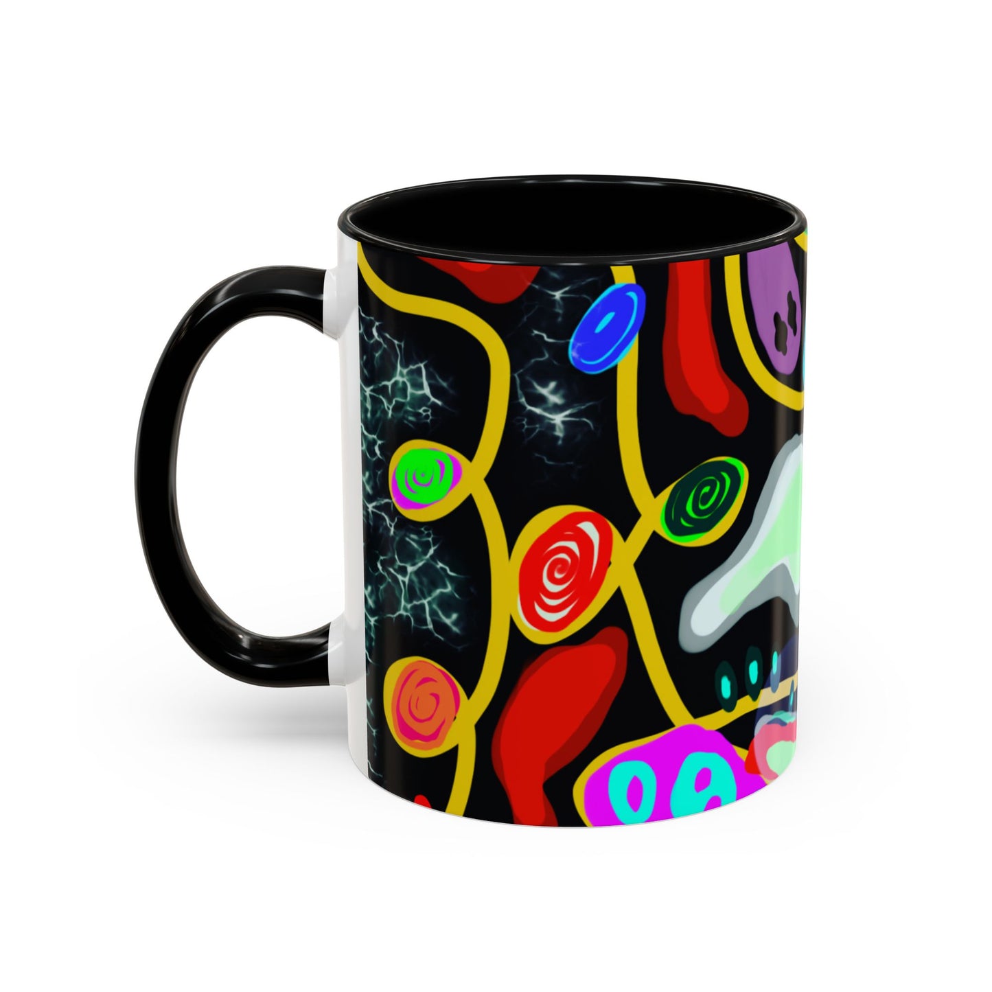 CRAZY2.0  Accent Mug — Colorful Neon Skull Abstract Coffee Cup
