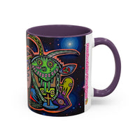 Psychedelic RYDER2.0   Space Goat Accent Coffee Mug — Colorful Cosmic Animal Art (11/15oz)