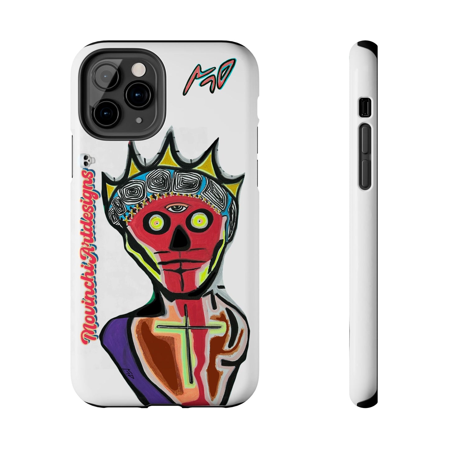 Artistic Crown KING GRAY  Skull Tough Phone Case — Colorful Abstract Guardian Design