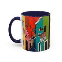 SAN SEBASTIAN.  Colorful Street Scene Accent Coffee Mug — Vibrant Urban Art Ceramic Mug (11/15oz)