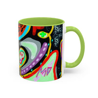 CRAZY2.0  Accent Mug — Colorful Neon Skull Abstract Coffee Cup