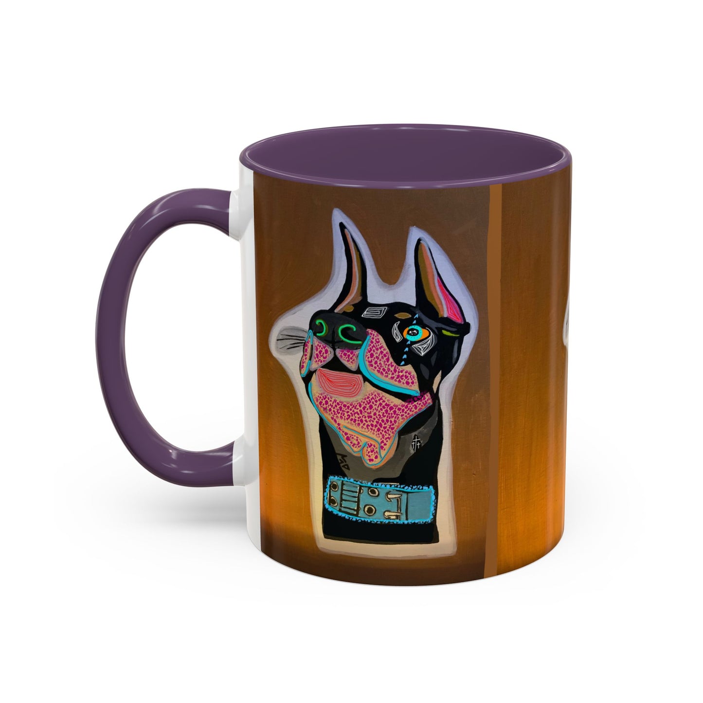 Colorful Doberman Accent Coffee Mug — Vibrant Dog Portrait Ceramic Mug (11/15oz)
