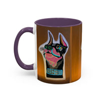 Colorful Doberman Accent Coffee Mug — Vibrant Dog Portrait Ceramic Mug (11/15oz)