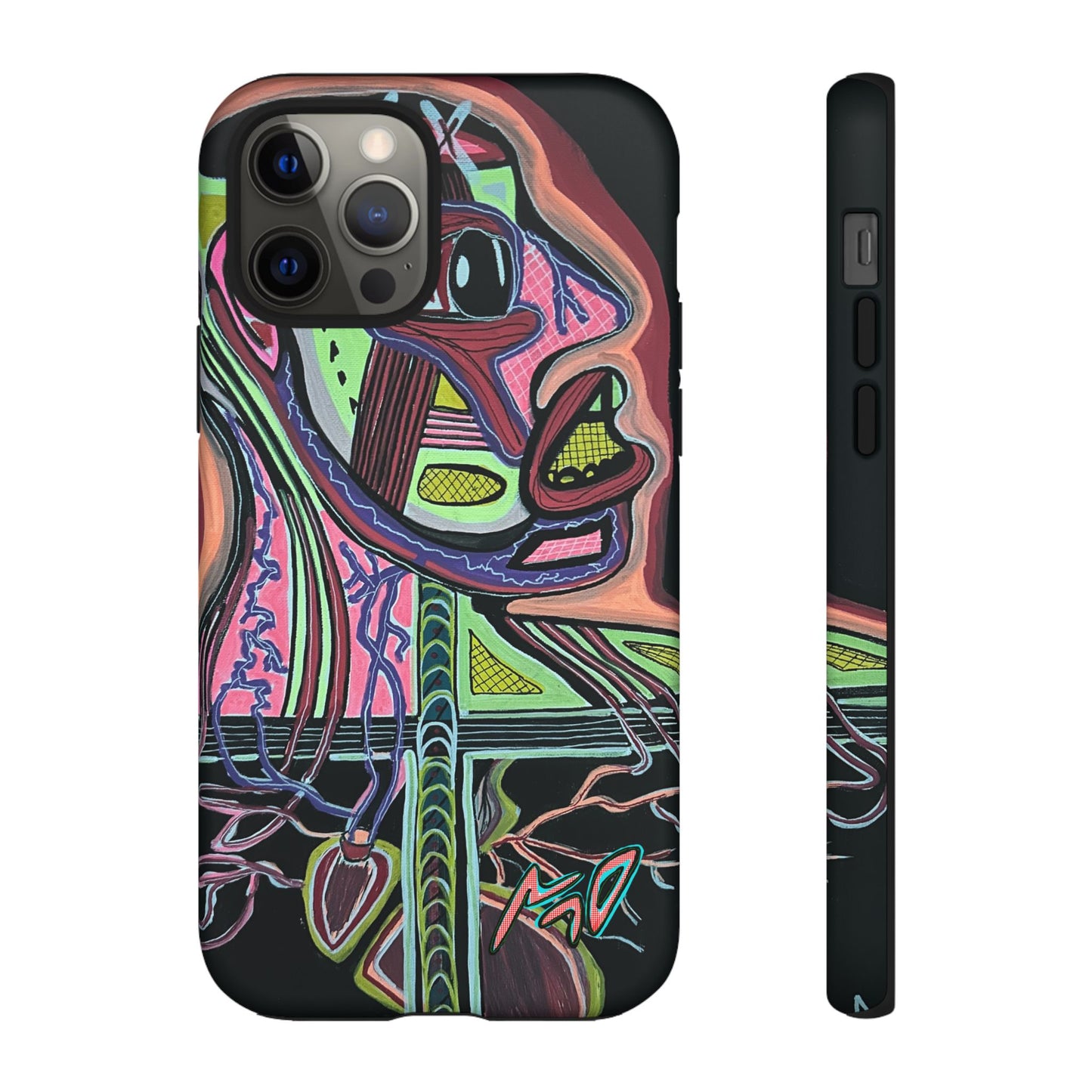 HEART ATTACK Abstract Neon Face Tough Phone Case – Vibrant Art Phone Cover