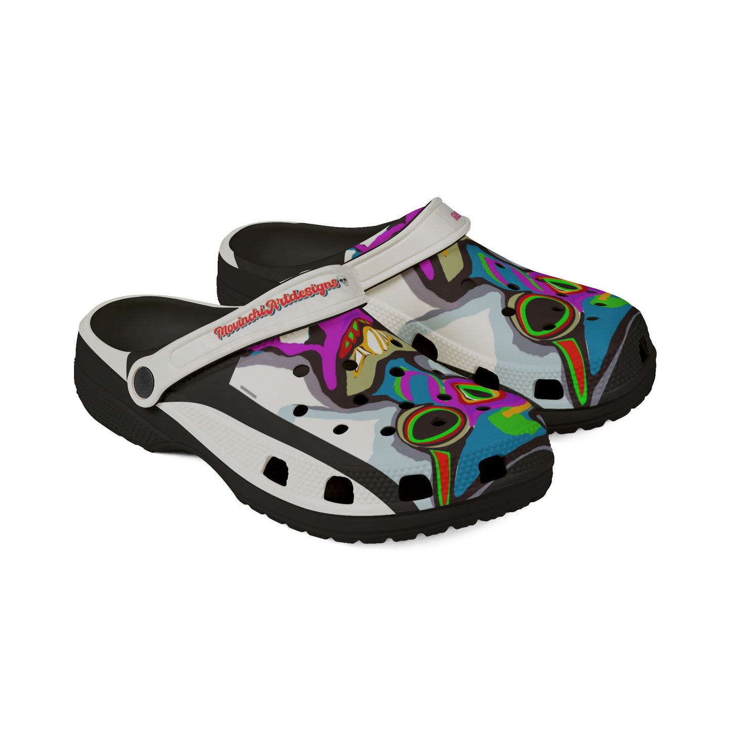 Colorful Abstract CRAZY2  Skull Clog Shoes — EVA Foam Slip-On Sandals