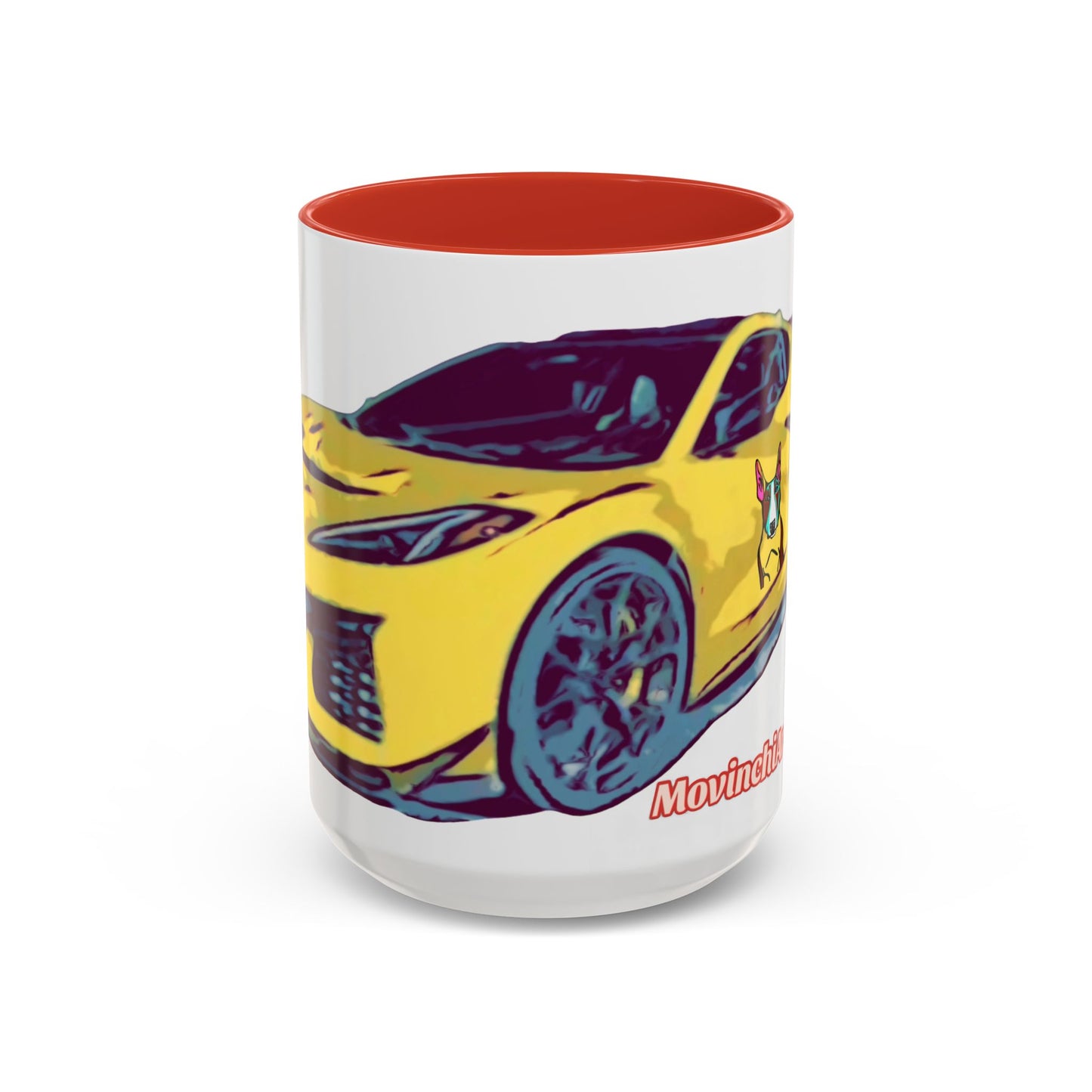 ZR1 Lover Coffee Mug — Yellow Sports Car & Boston Terrier Accent Mug (11/15 oz)