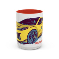 ZR1 Lover Coffee Mug — Yellow Sports Car & Boston Terrier Accent Mug (11/15 oz)