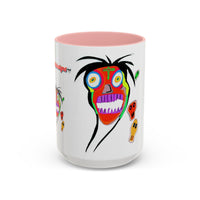 Skullface Accent Coffee Mug — Colorful Day of the Dead Pop Art (11/15oz)