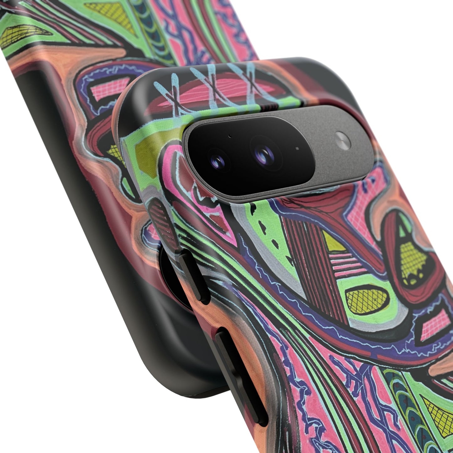HEART ATTACK Abstract Neon Face Tough Phone Case – Vibrant Art Phone Cover