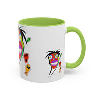 Skullface Accent Coffee Mug — Colorful Day of the Dead Pop Art (11/15oz)