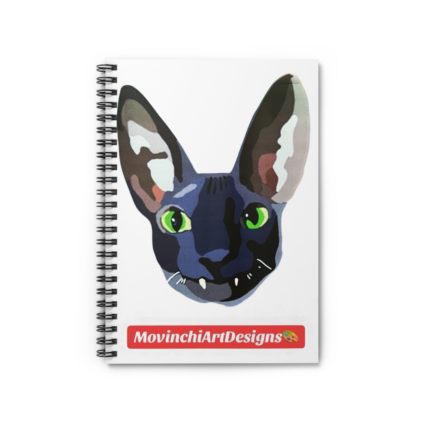 Sphynx Cat Spiral Notebook — Artistic Green-Eyed Cat Journal