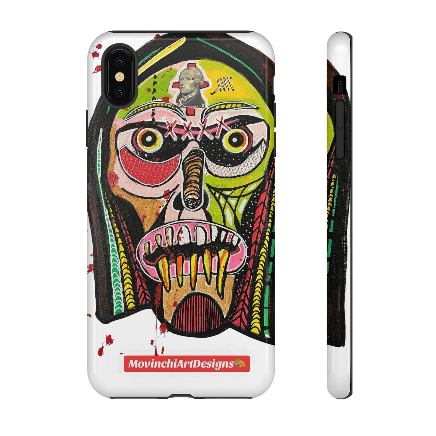 KUNTA.  Abstract Tribal Skull Phone Case — Colorful Street Art Protective Cover