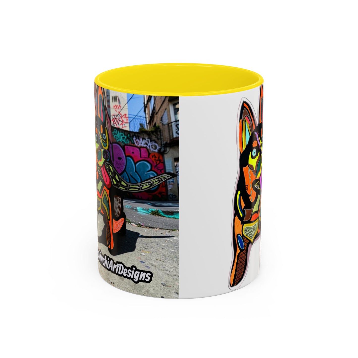 Colorful Pop Art Dog Accent Coffee Mug — Vibrant French Bulldog Design (11/15 oz)