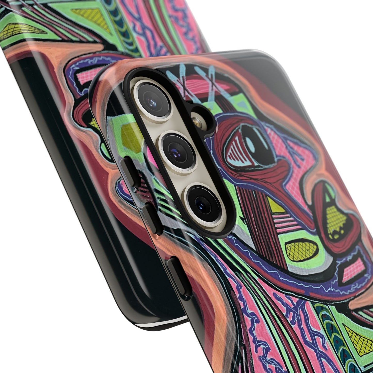 HEART ATTACK Abstract Neon Face Tough Phone Case – Vibrant Art Phone Cover