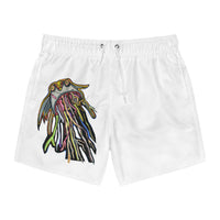 CRAZY TUNA.   Art Swim Trunks - Colorful Abstract Sea Creature Boardshorts