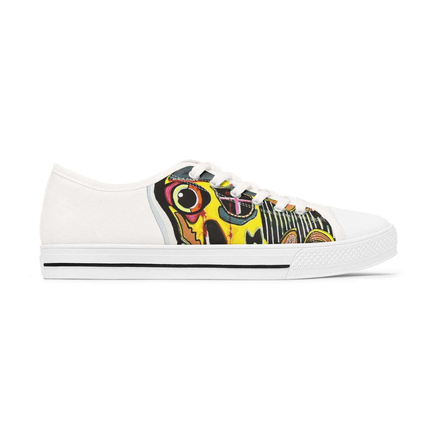 Women's Low Top Sneakers —INFECTED.   Vibrant Abstract Skull Art Print