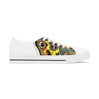Women's Low Top Sneakers —INFECTED.   Vibrant Abstract Skull Art Print