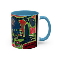 AFTER LIFE.  Abstract Tribal Art Coffee Mug — Colorful Surreal Accent Mug