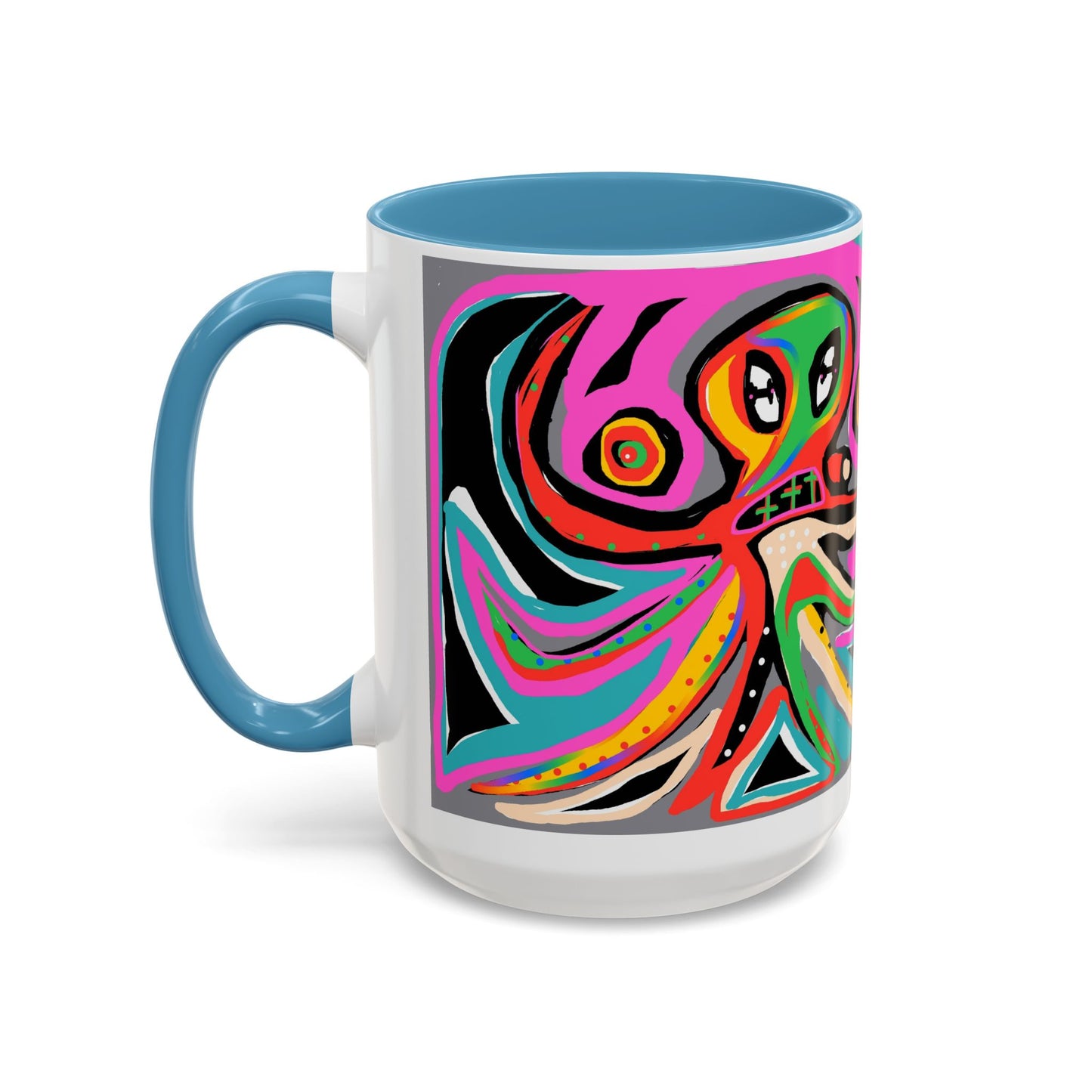 Abstract Neon octopussy Coffee Mug — Colorful Pop Art Accent Mug (11/15oz)