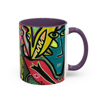 AbstractCONCERT.   Pop Art Coffee Mug — Colorful Faces Accent Mug (11/15 oz)
