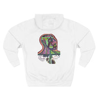 HEART ATTACK  Abstract Psyche Hoodie — Colorful Three-Panel Back Art Fleece Hoodie